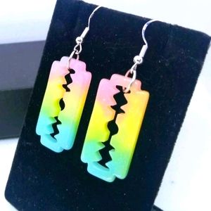 SOLD Pastel Goth Razor Blade Kawaii Earrings